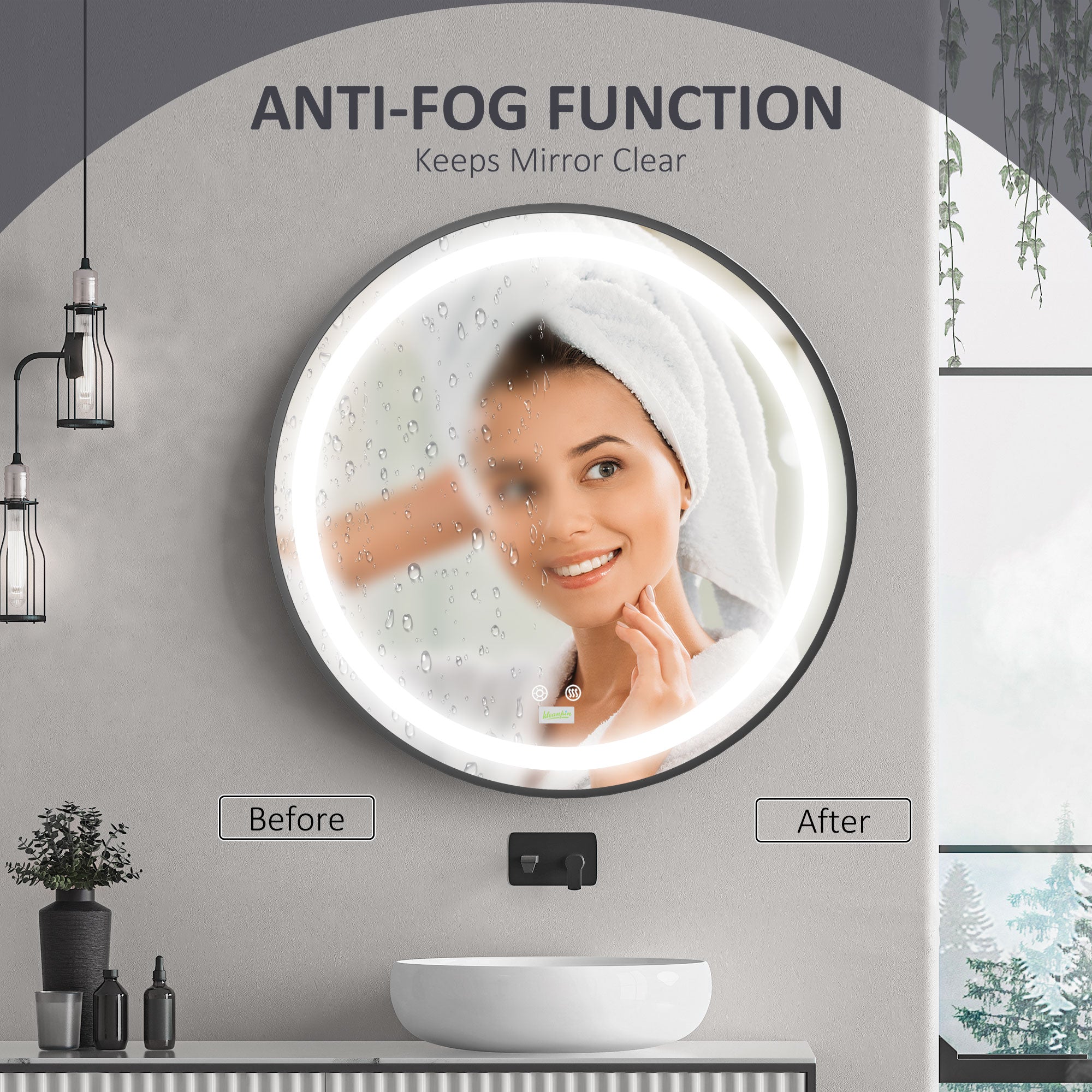 LED Bathroom Mirror for Vanity, Dimmable Lighted Anti Fog Wall Mirror with 3 Temperature Colors, Plug-in, 28 Inch