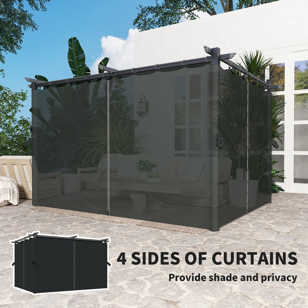 10' x 13' Pergola with Retractable Canopy and Curtains, UPF30+ Sun Shade Shelter for Grill, Garden, Backyard, Deck