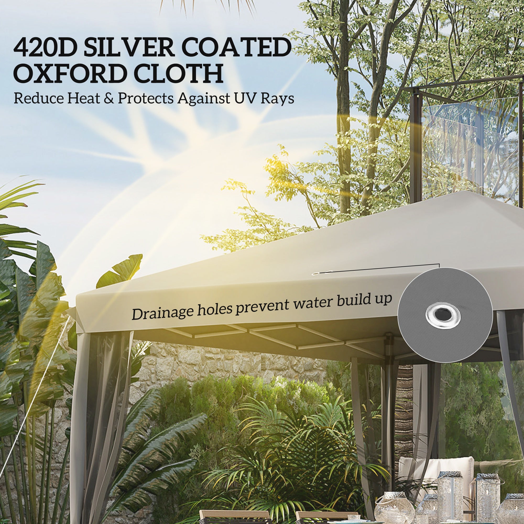 10' x 10' Pop Up Canopy Tent Gazebo, Foldable Canopy Tent with Zipper Mesh Sidewalls, Light Grey