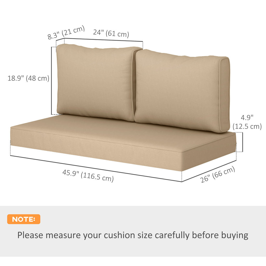 Outdoor Seat Cushions with Backrest, Loveseat Double Sofa Outdoor Furniture Cushions, Beige