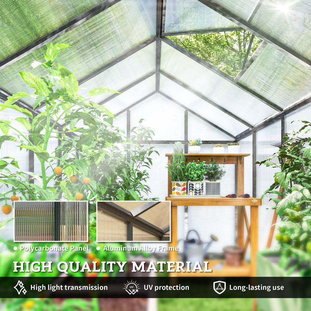 Polycarbonate Greenhouse, Aluminum Walk-In Green House Kit Garden, 6' x 10' x 6.4', Charcoal Grey