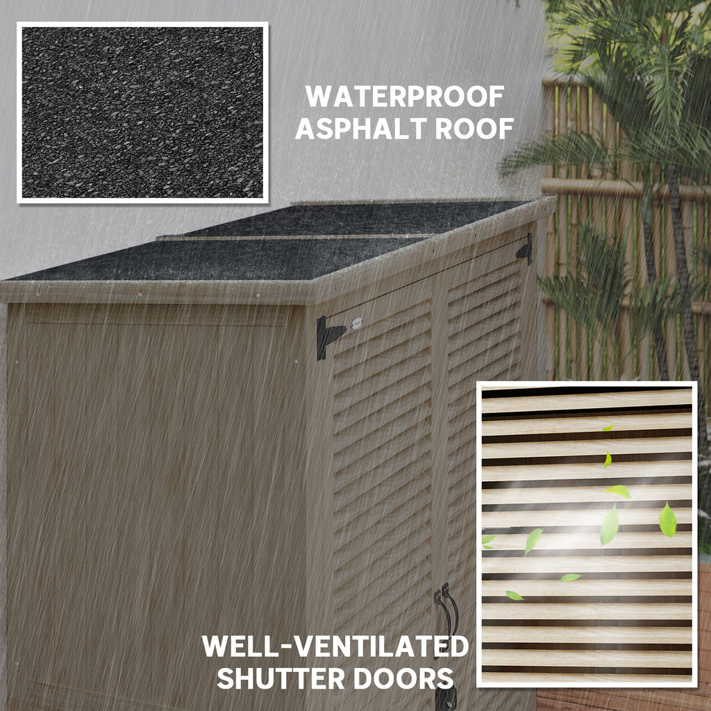 50" x 26" x 66" Wooden Garden Shed, Outdoor Storage Shed with Waterproof Asphalt Roof, Shelves, Natural