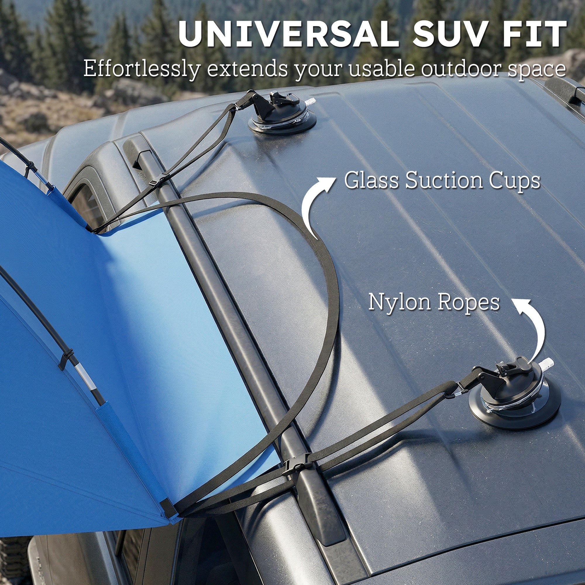 Car Awning Camping Tailgate Tent for SUV, 3000mm Waterproof Car Side Awning with Carry Bag, Light Blue