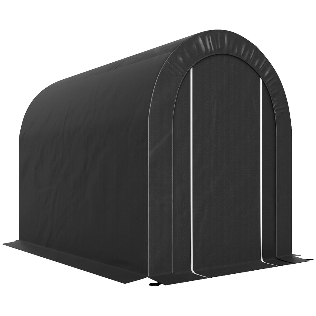 5' x 8' Outdoor Storage Shed, Heavy Duty Galvanized Steel Portable Shed for Bike, Motorcycle, Garden Tools, Black