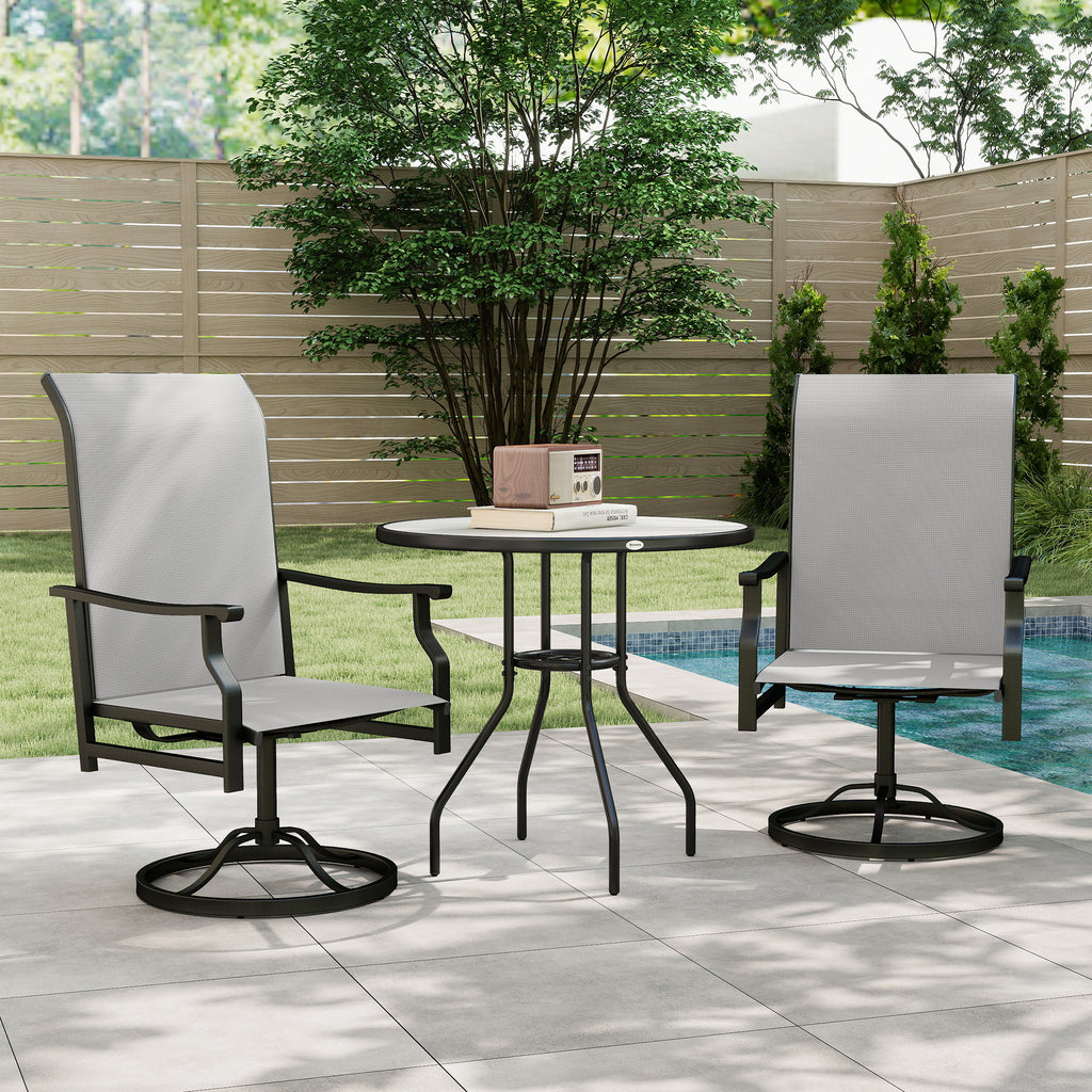 Patio Swivel Chair Set of 2, Swivel Rocker Outdoor Chairs with High Back, for Lawn Garden Backyard Deck, Light Grey