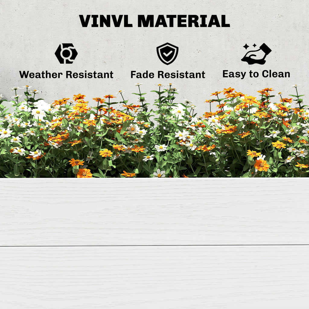 Vinyl Raised Garden Bed Kit, 6.5 x 3 x 1ft Elevated Garden Box with Divider and Open Bottom, White
