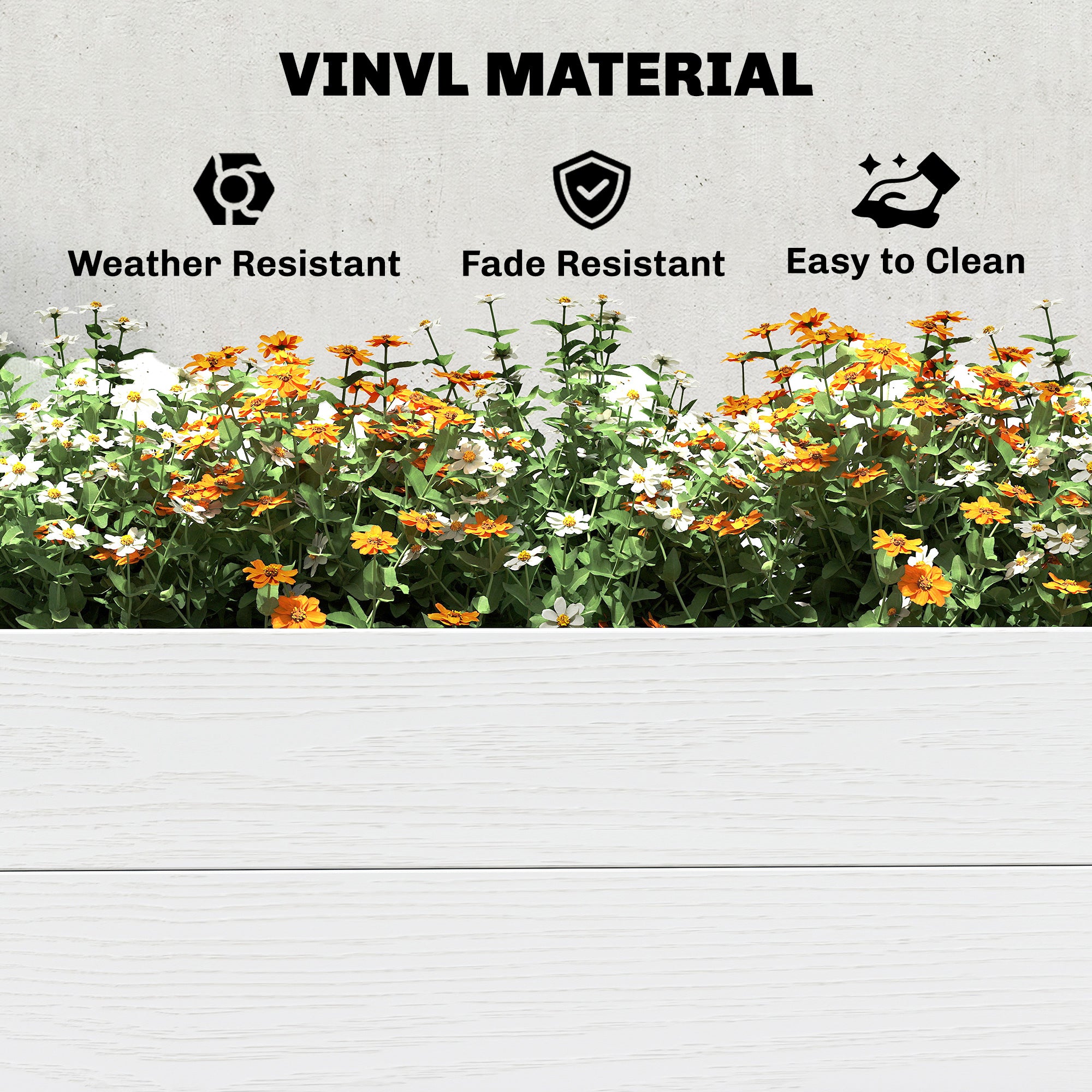 Vinyl Raised Garden Bed Kit, 6.5 x 3 x 1ft Elevated Garden Box with Divider and Open Bottom, White
