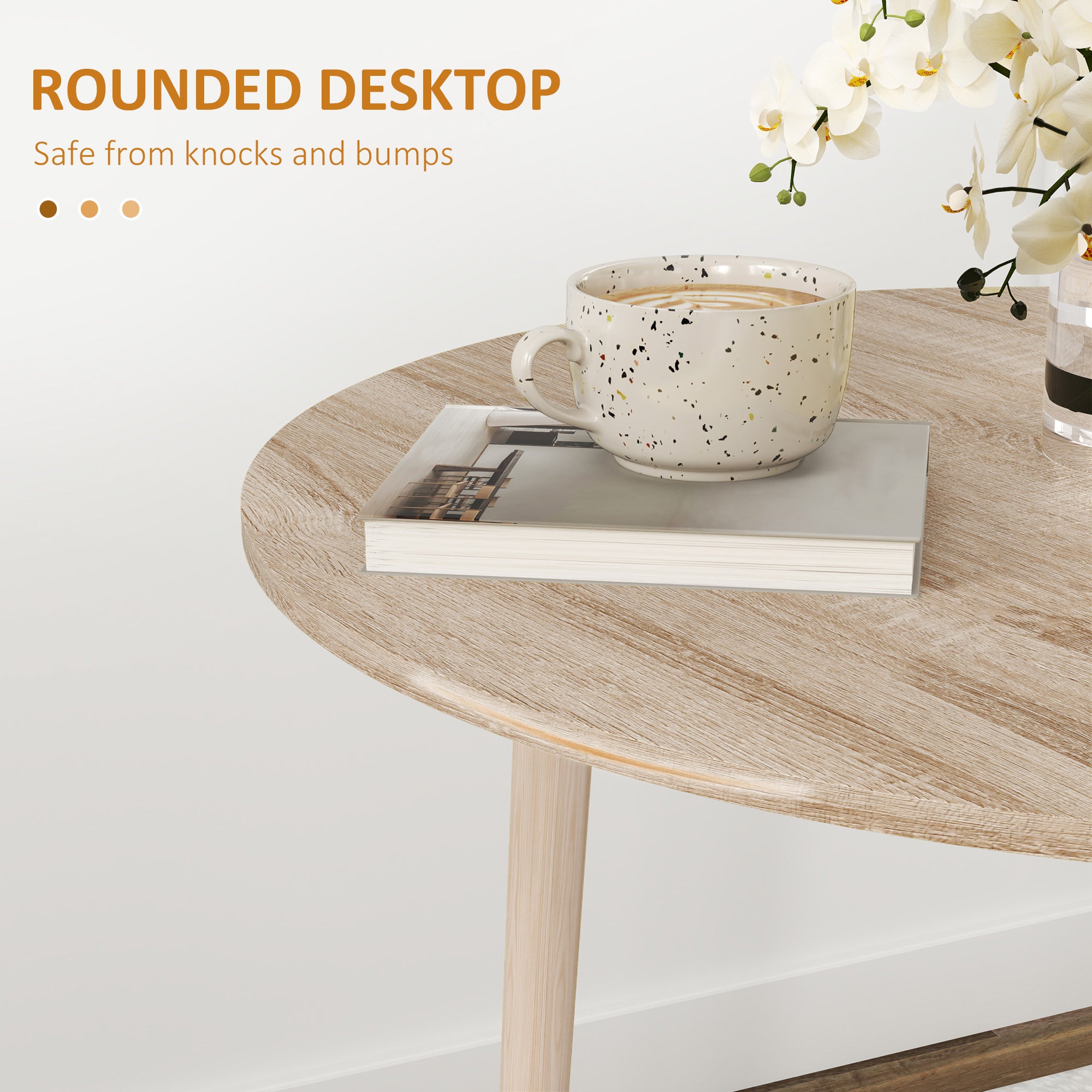 Folding Dining Table, Round Drop Leaf Kitchen Table for Small Spaces with Wood Legs, Oak