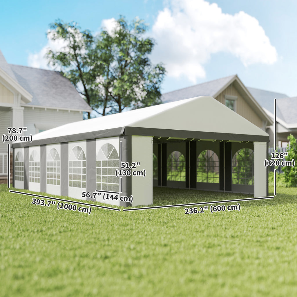20'x33' Heavy Duty Large Party Tent & Carport with Removable Sidewalls, Portable Garage Canopy Tent, Grey