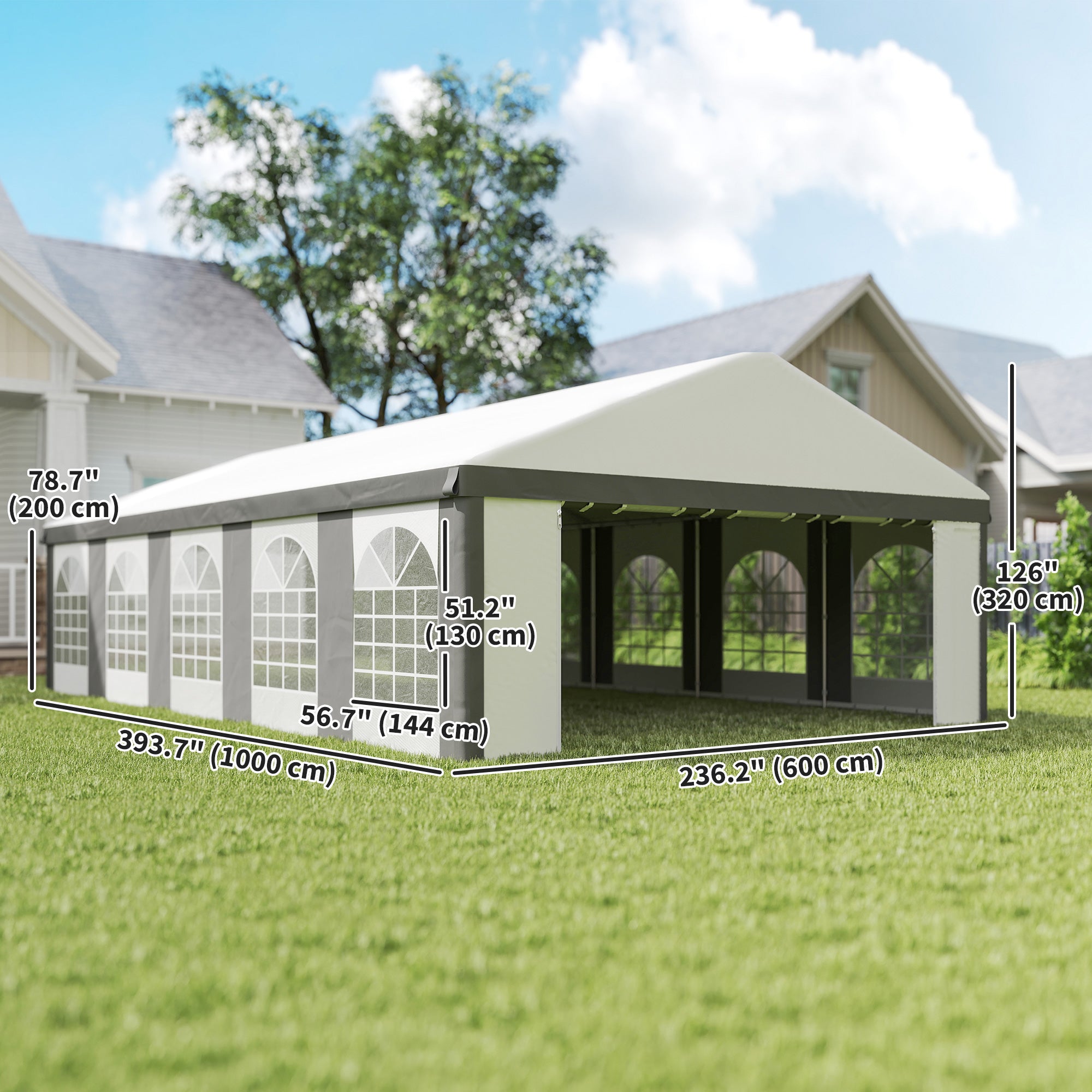 20'x33' Heavy Duty Large Party Tent & Carport with Removable Sidewalls, Portable Garage Canopy Tent, Grey