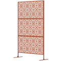 Decorative Outdoor Privacy Panel with Stand, Freestanding Metal Outdoor Divider for Garden, Backyard, Deck, Brown