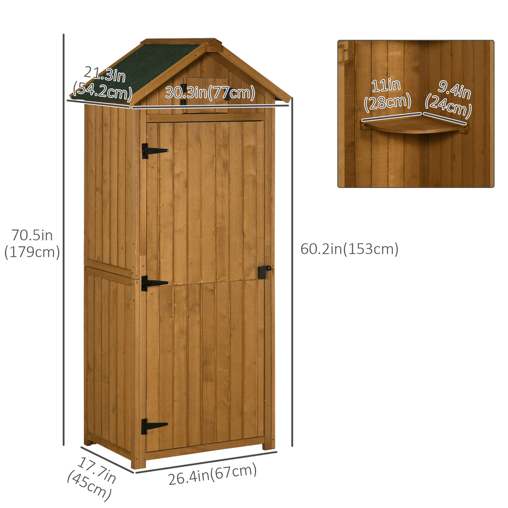30" x 21" x 71" Garden Storage Shed, Outdoor Tool Utility Storage House  with 3 Tier Shelves and Roof, Brown
