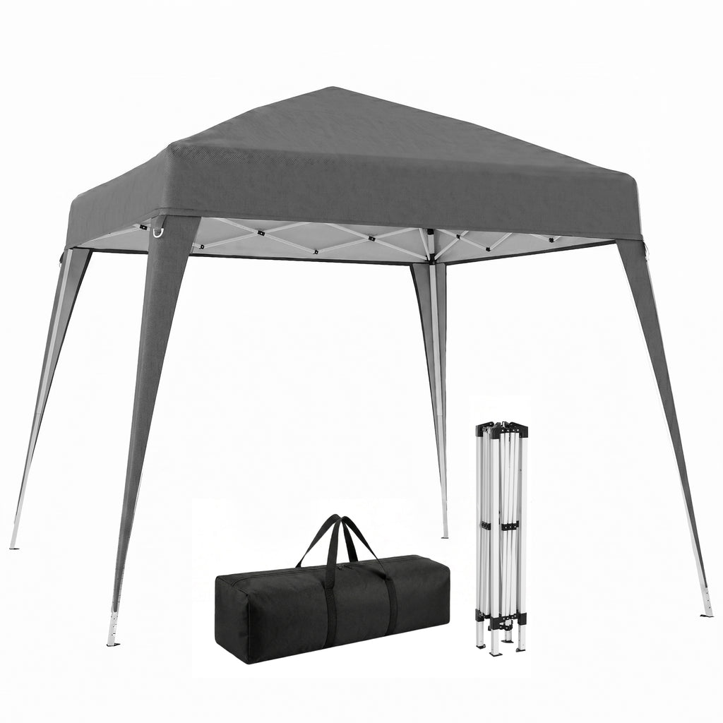 8' x 8' Pop Up Canopy, Outdoor Folding Tent, Portable Party Tent with Carrying Bag for Camping, Party, Picnic, Grey