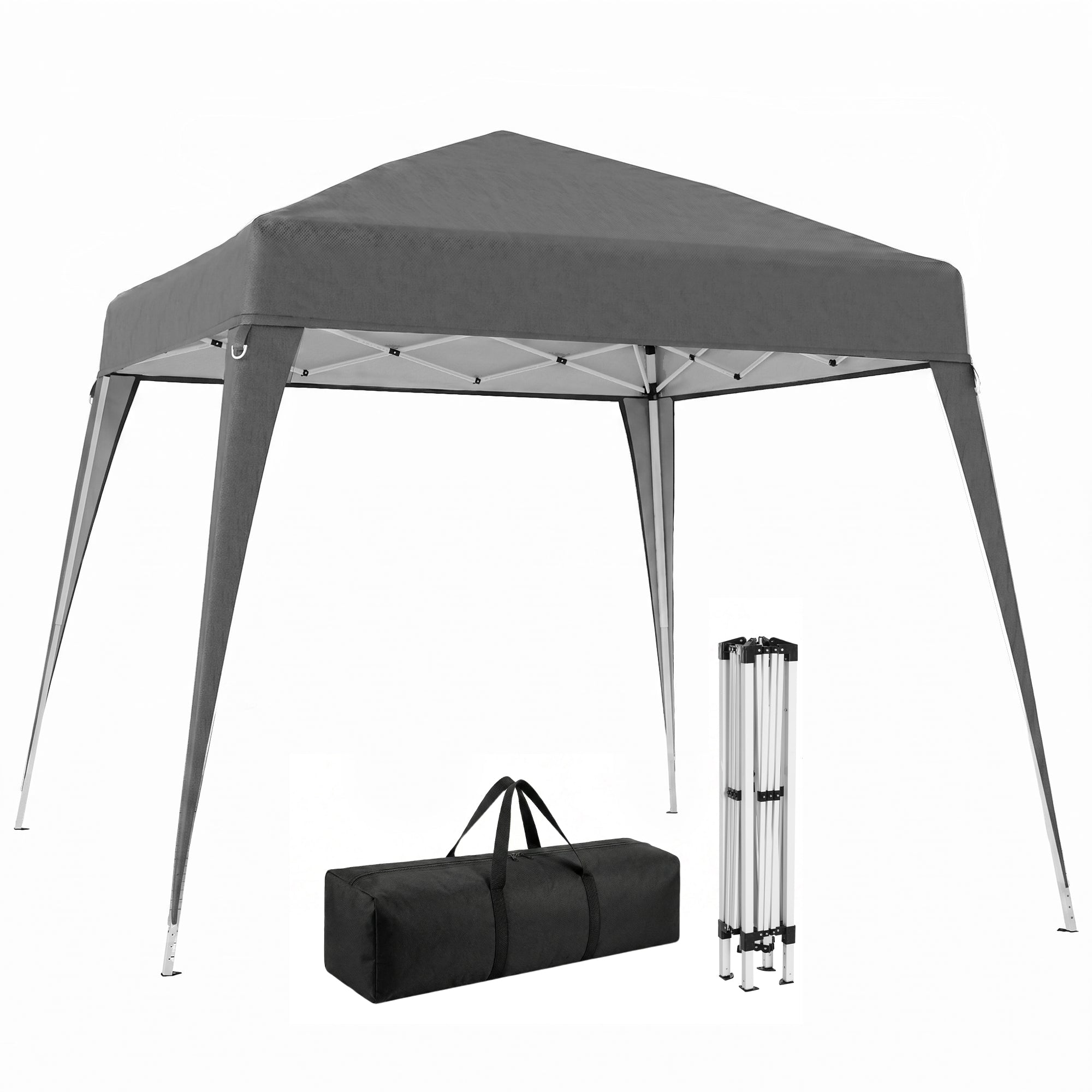 8' x 8' Pop Up Canopy, Outdoor Folding Tent, Portable Party Tent with Carrying Bag for Camping, Party, Picnic, Grey
