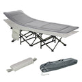 Folding Camping Cot with Mat & Pillow, Double Layer Oxford Heavy Duty Sleeping Cot with Carry Bag Light Grey