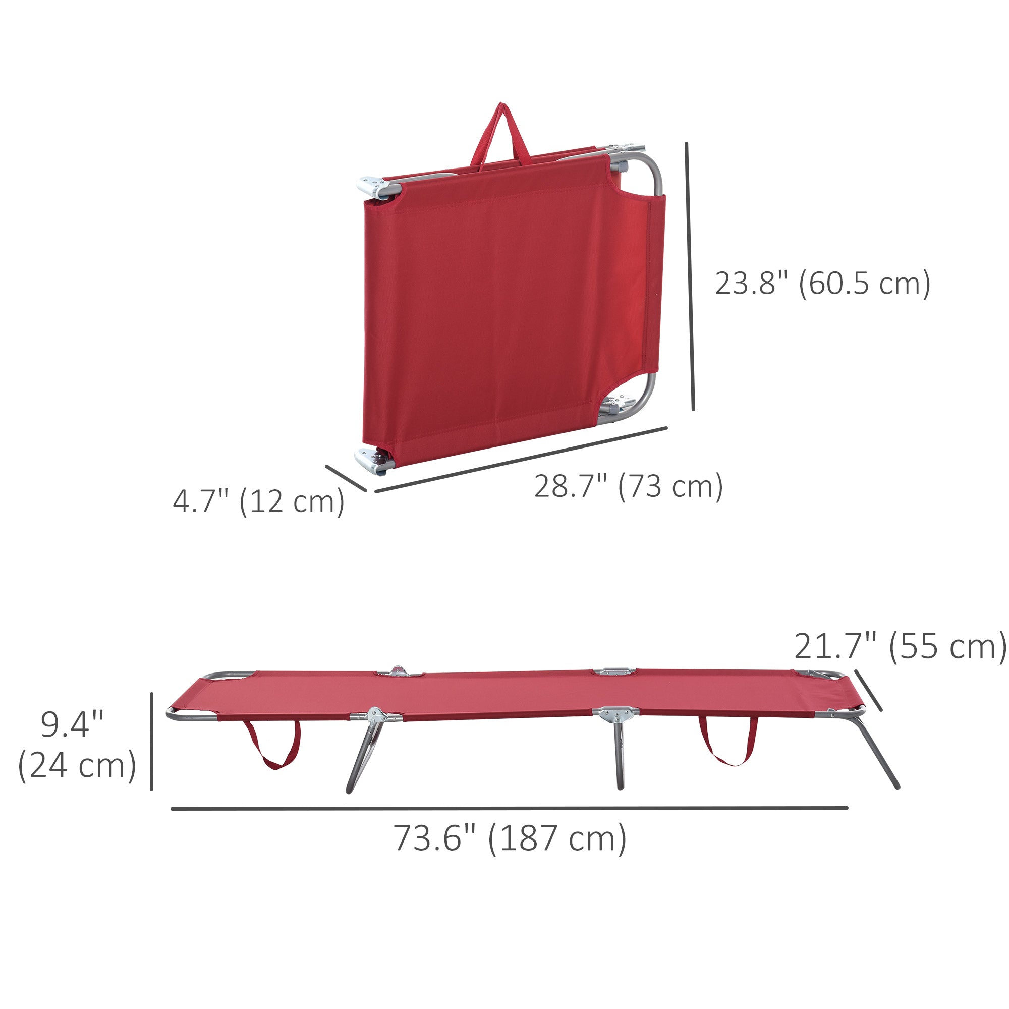 Outdoor Folding Chaise Lounge, Reclining Lounge Chair with Adjustable Backrest and Breathable Mesh Fabric, Wine Red