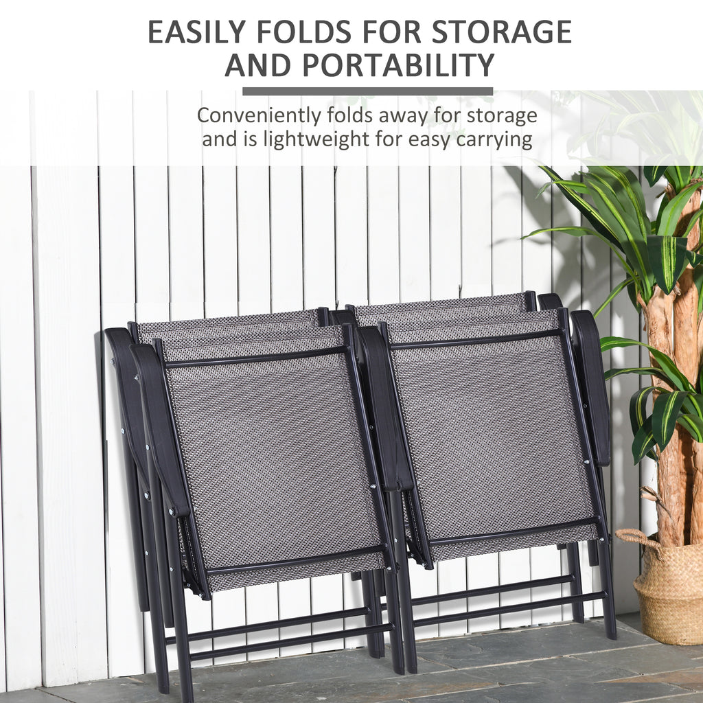 2-Piece Folding Dining Chair Set for Relaxing on Patio, Balcony, or Garden, Comfortable Outdoor Furniture with Armrests, Black