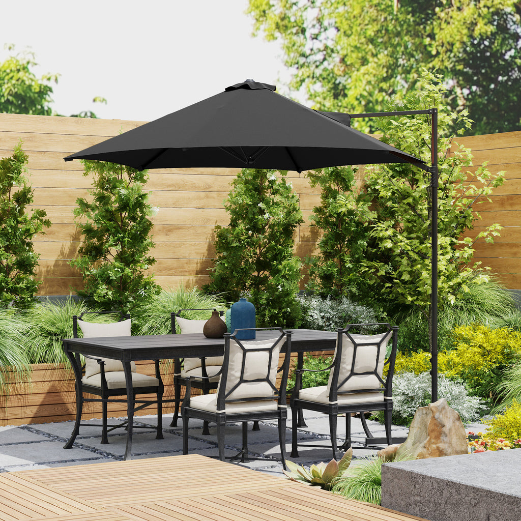 8.5FT Offset Patio Umbrella 360Â° Rotation Cantilever Parasol Outdoor Cantilever Roma Parasol Î¦100.8" x 96.5"H Black