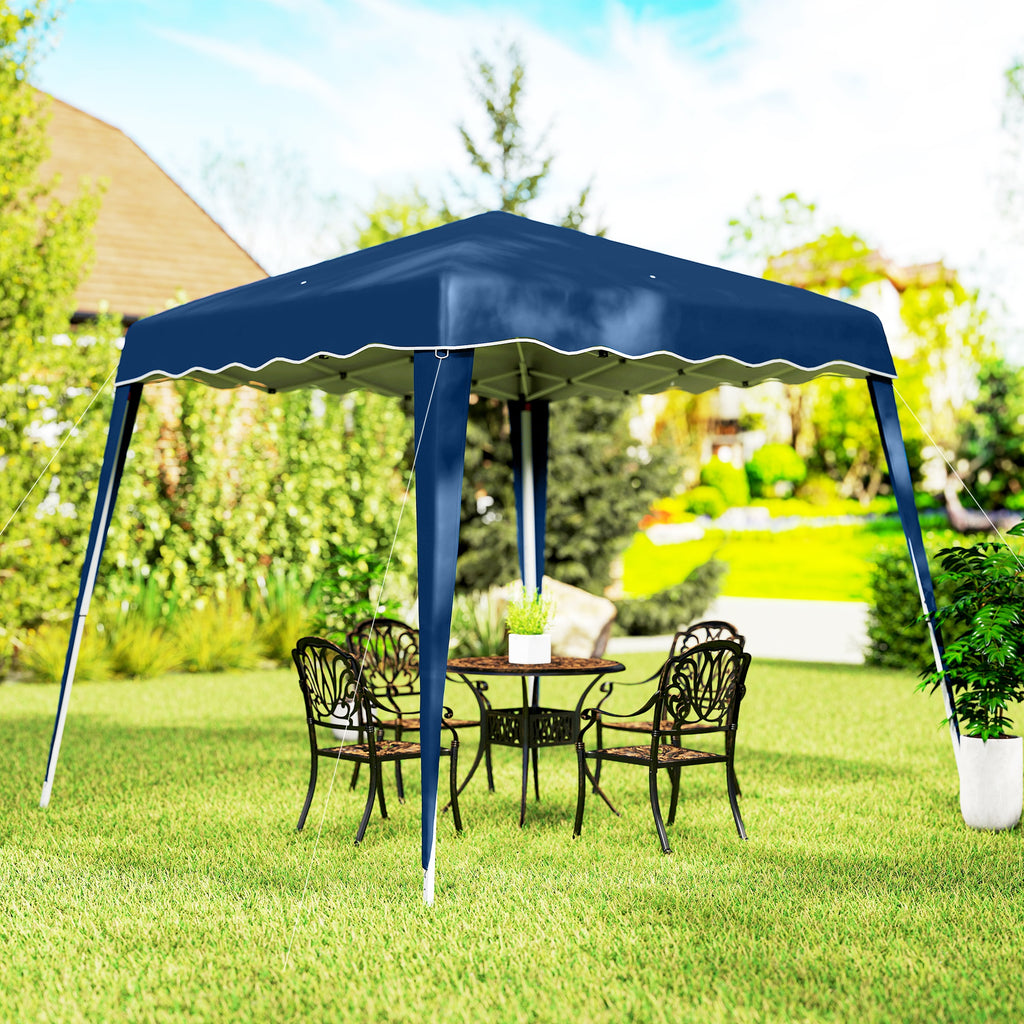 8' x 8' Pop Up Canopy, Outdoor Foldable Tent, Portable Canopy Tent with Carrying Bag for Camping, Party, Picnic, Blue