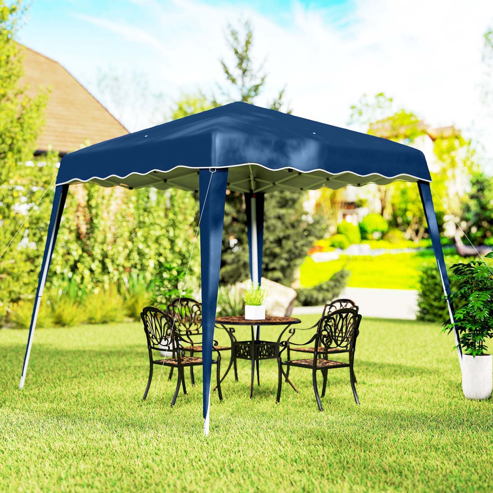 8' x 8' Pop Up Canopy, Outdoor Foldable Tent, Portable Canopy Tent with Carrying Bag for Camping, Party, Picnic, Blue