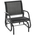 Patio Glider Outdoor Glider Chair with Breathable Mesh Seat & Backrest, Armrests and Metal Frame, Black