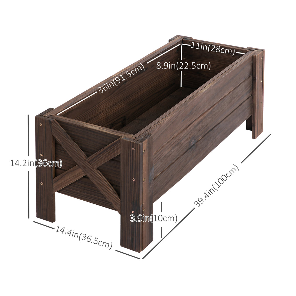 3.3 x 1.2 x 1.2 ft Garden Raised Bed Planter Grow Containers for Outdoor Patio Plant Flower Vegetable Pot, Carbonized
