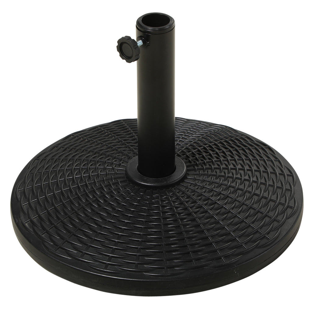 25 lbs Market Umbrella Base Holder 17.5" Round Parasol Stand with Rattan Design for Patio, Outdoor, Backyard, Black