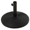 25 lbs Market Umbrella Base Holder 17.5" Round Parasol Stand with Rattan Design for Patio, Outdoor, Backyard, Black