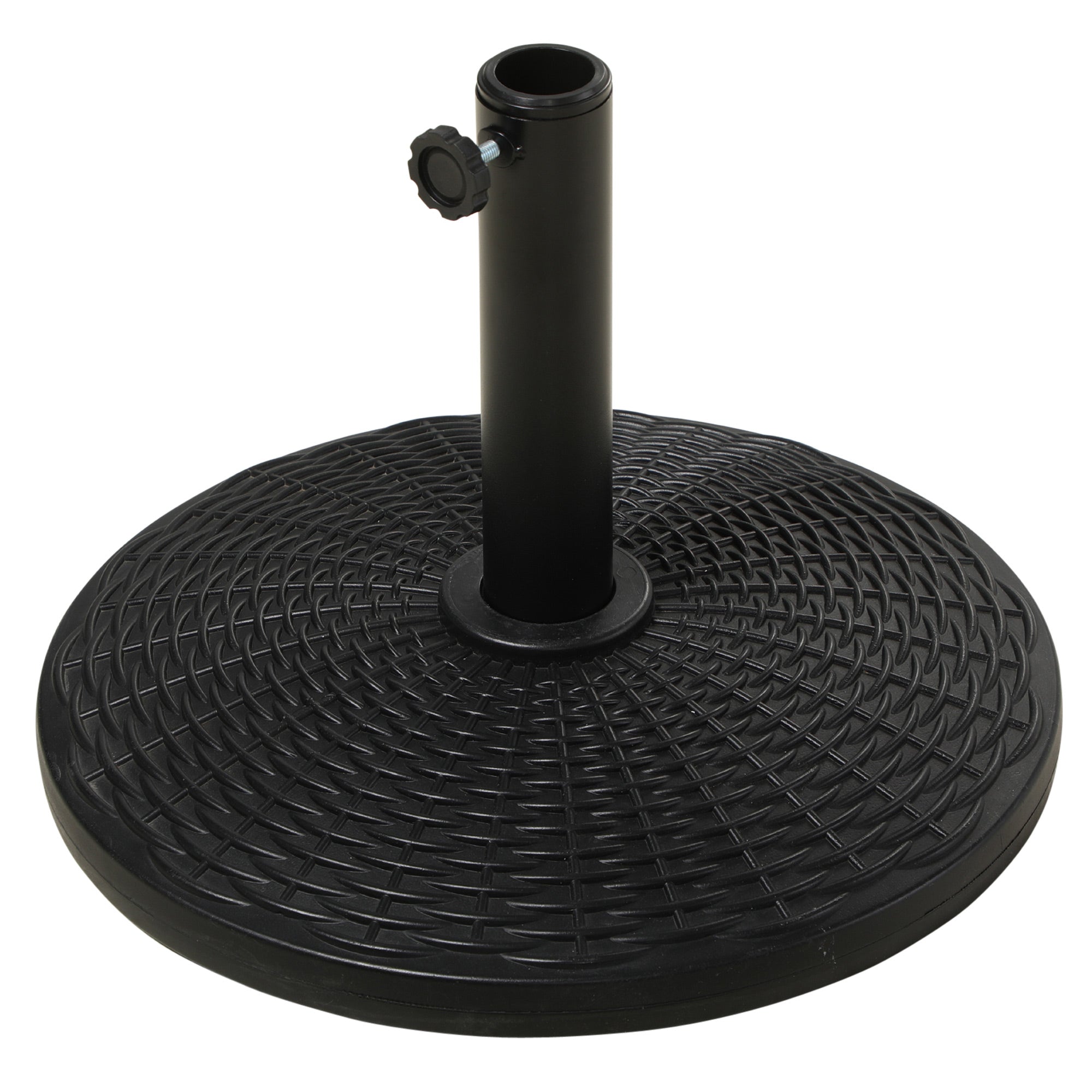 25 lbs Market Umbrella Base Holder 17.5" Round Parasol Stand with Rattan Design for Patio, Outdoor, Backyard, Black