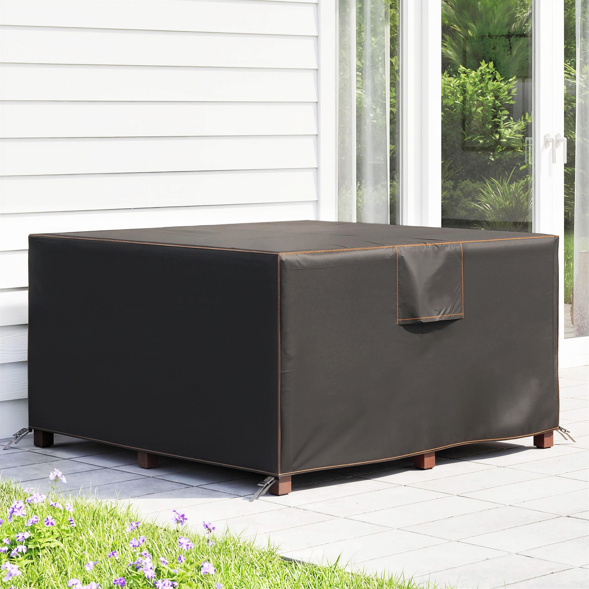 Patio Furniture Cover, Waterproof 420D Heavy Duty Outdoor Furniture Cover with Air Vents, 55.1" x 55.1" x 28.1", Black