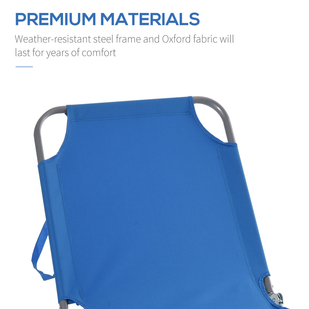 Folding Outdoor Lounge Chair, Portable Reclining Beach Lounger with Breathable Mesh Fabric, Sun Lounge Bed Camping Cot for Patio, Garden, Poolside, Blue