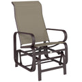 Patio Glider, Outdoor Glider Chair with Breathable Mesh Fabric for Patio, Yard, Porch, Brown
