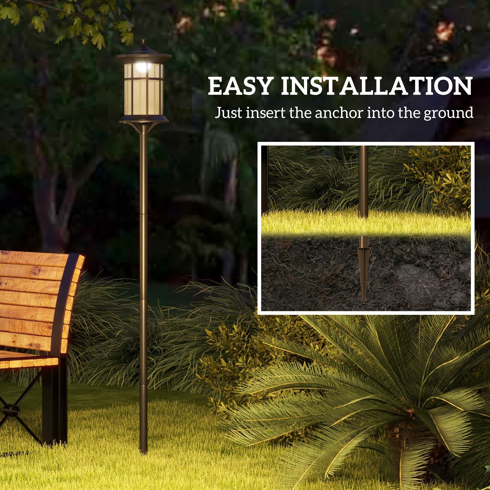 72" Solar Post Light, Cool White LED Outdoor Lamp, Waterproof IP44 for Patio, Garden, Backyard, Pathway