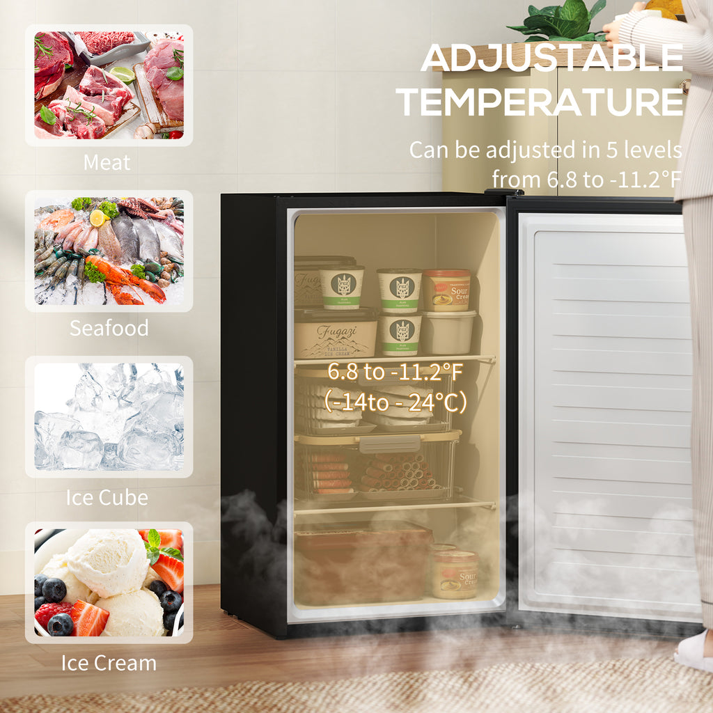 2.1 Cu. Ft. Mini Freezer, Compact Upright Freezer with Reversible Door, Removable Shelf, Adjustable Temperature, Silver