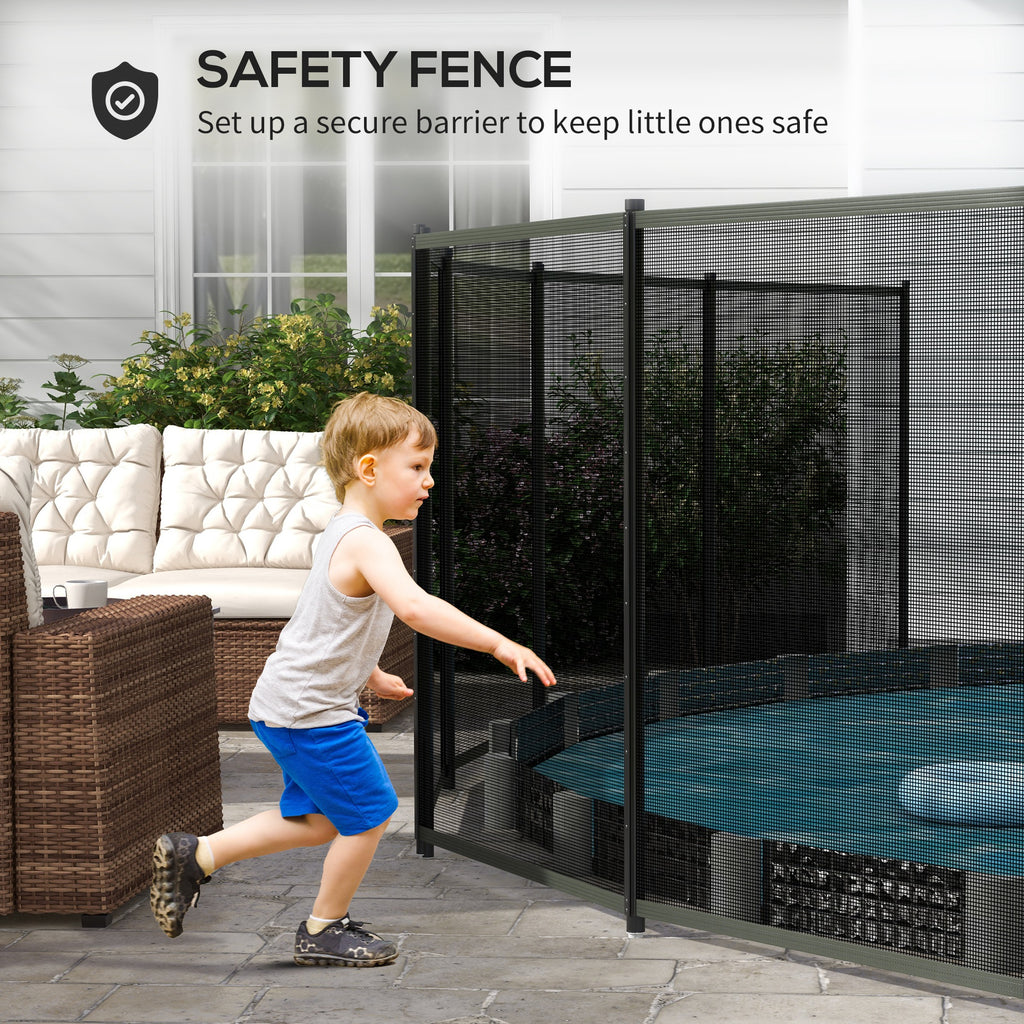 4-Panel Swimming Pool Fence, Aluminium Rustproof Pool Fencing, 4' x 12', Black