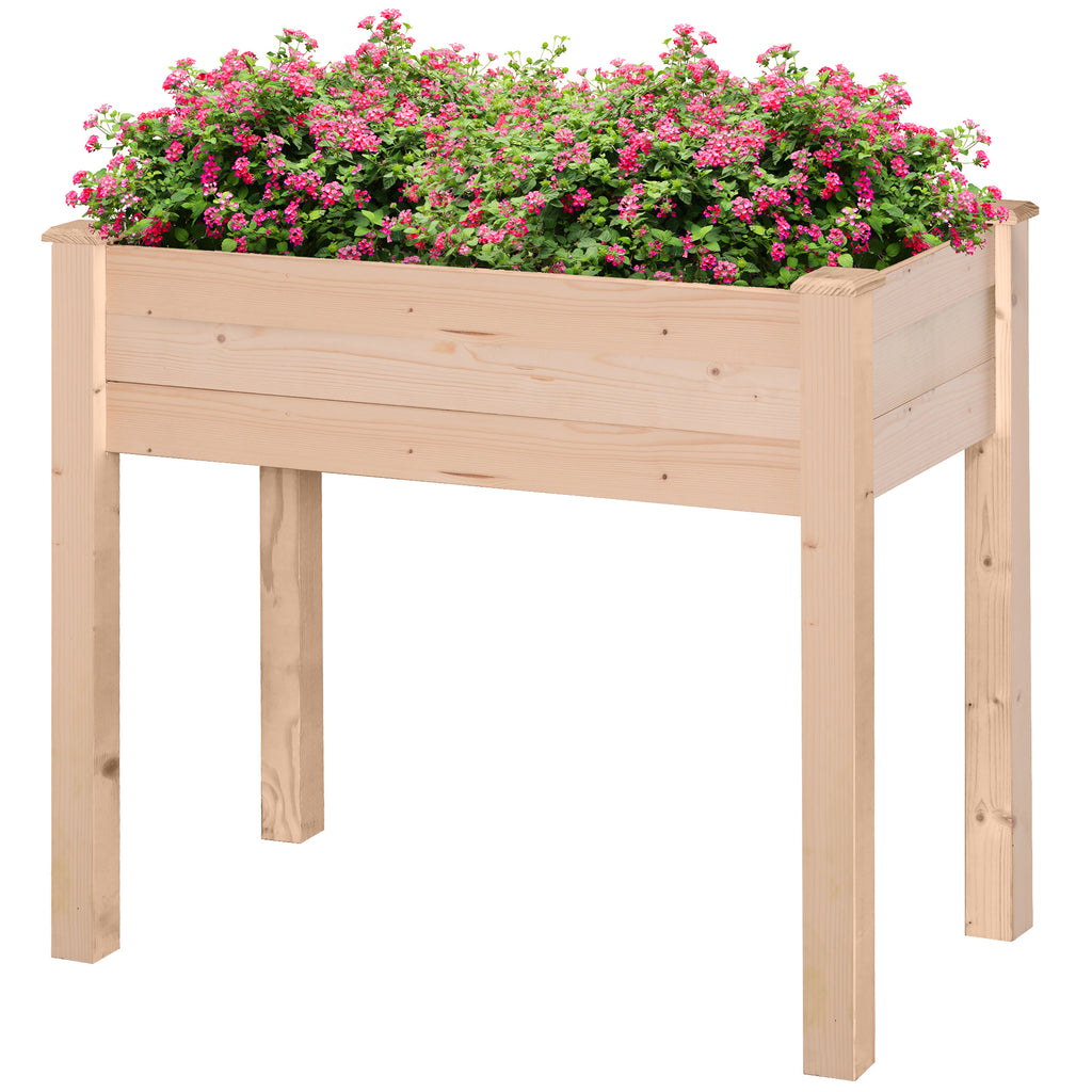 34"x18"x30" Wooden Raised Garden Bed, Elevated Planter Box with Legs, Drainage Holes, Inner Bag for Garden, Natural