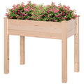 34"x18"x30" Wooden Raised Garden Bed, Elevated Planter Box with Legs, Drainage Holes, Inner Bag for Garden, Natural
