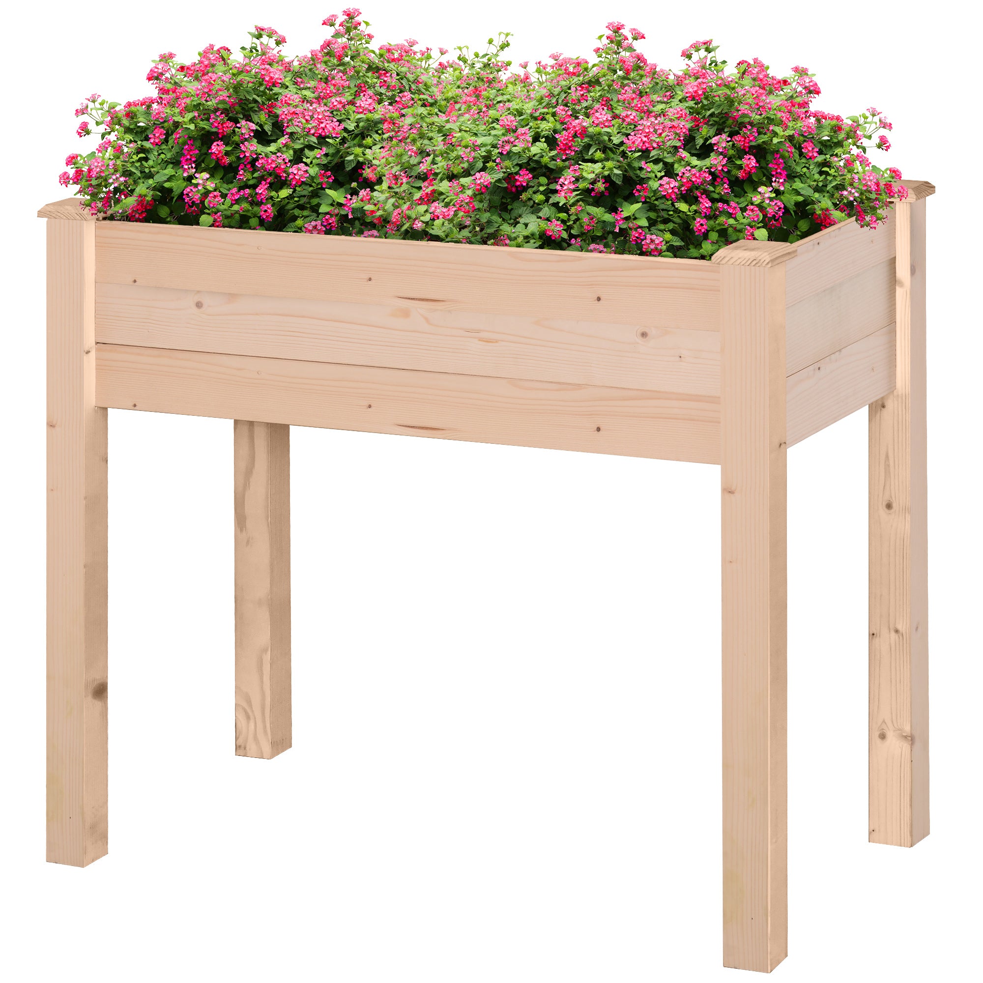 34"x18"x30" Wooden Raised Garden Bed, Elevated Planter Box with Legs, Drainage Holes, Inner Bag for Garden, Natural