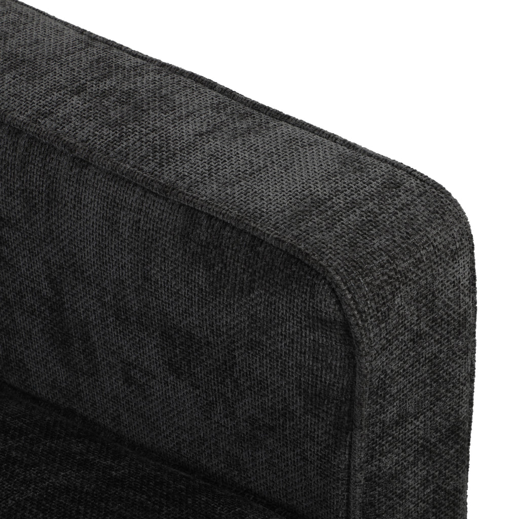 3 Seater Sofa Upholstered with Padded Cushion Modern Button Tufted Couch with Wood Legs, Dark Grey