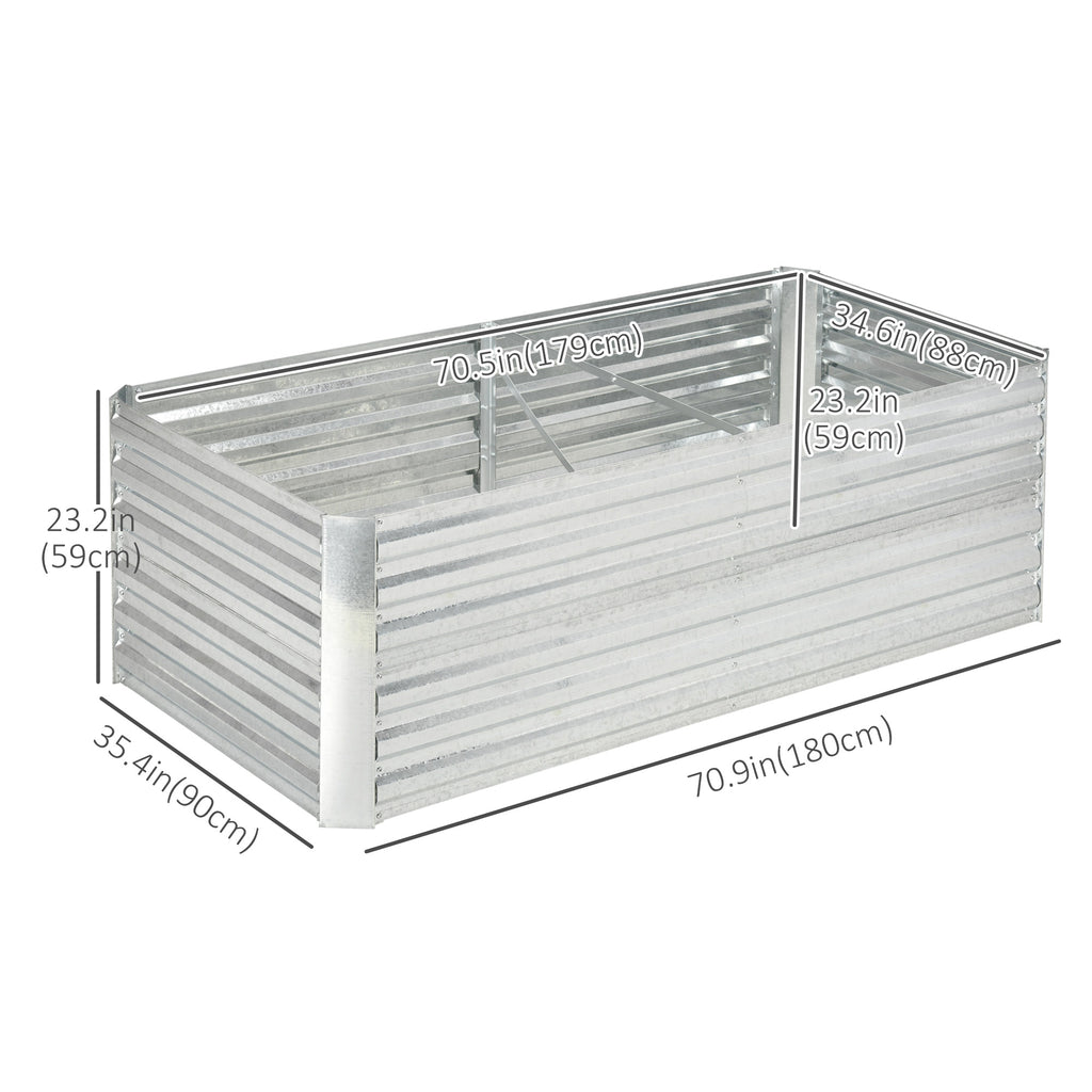 Galvanized Raised Garden Bed, Steel Outdoor Planters with Reinforced Rods, 71'' x 35'' x 23'', Silver