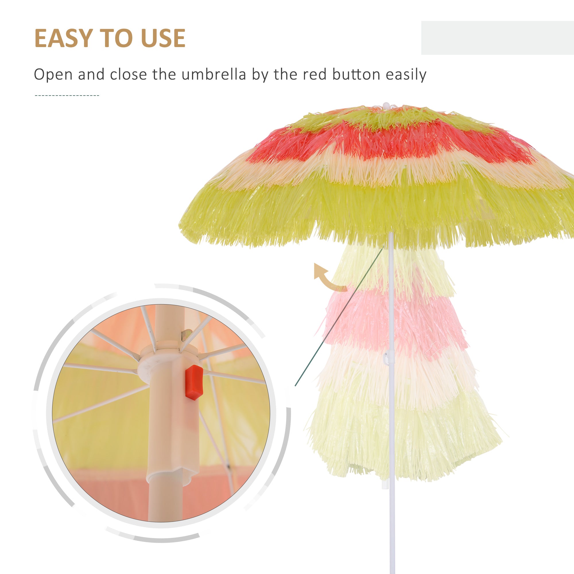 6FT Beach Umbrella Tilt Sunshade Height Adjustable Outdoor Market Patio Yard Crank Deck Sun Shade, Multi-color