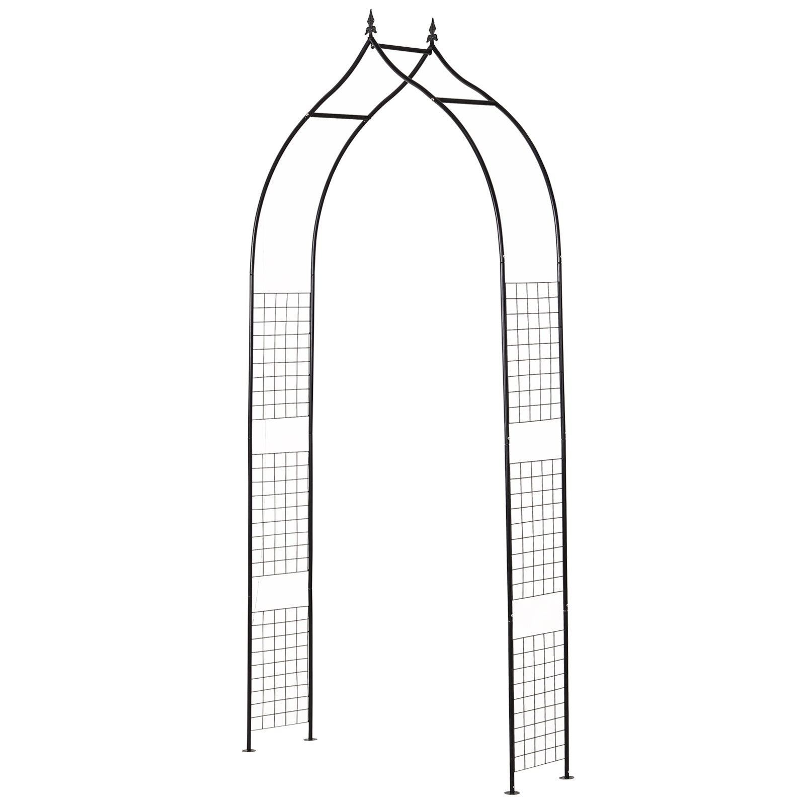 8FT Metal Garden Arch, Decorative Arbor Trellis for Climbing Plants, Wedding, Party, Event, Holiday, Black