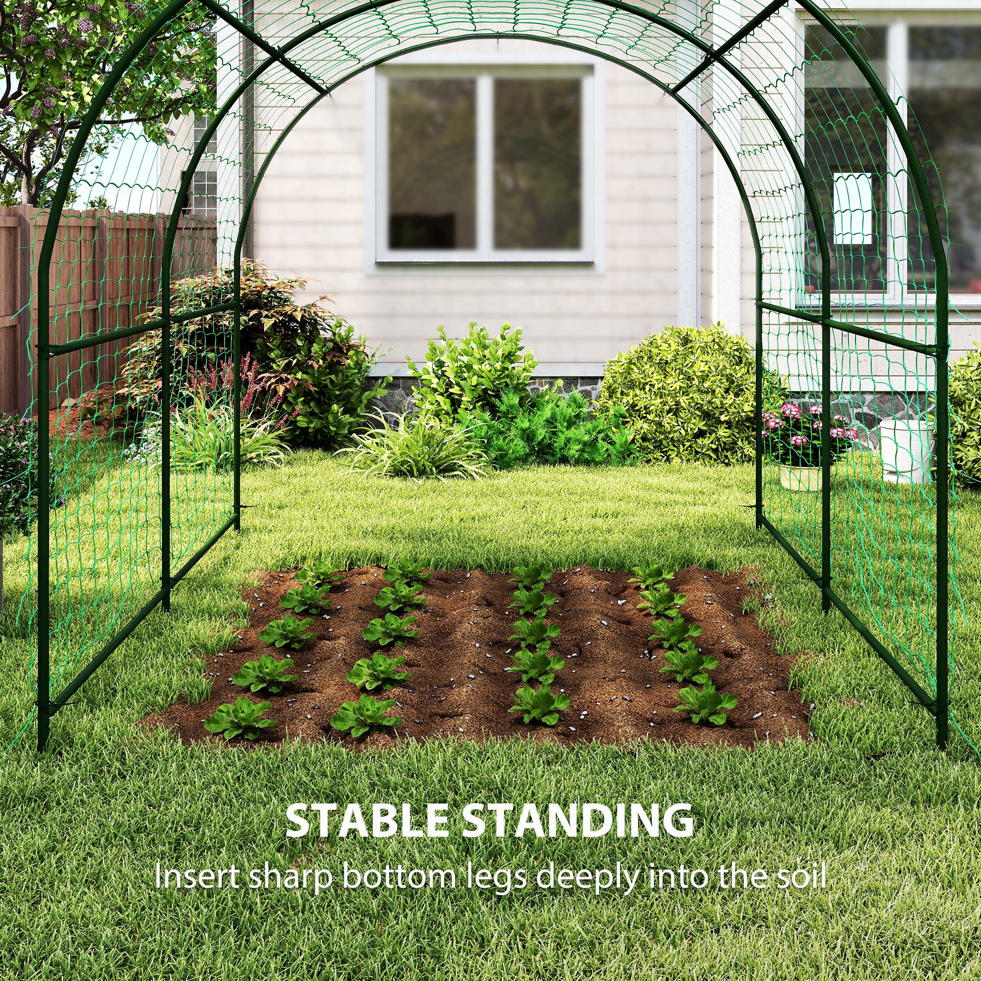 Garden Arch Trellis for Climbing Plants Outdoor, 7.1FT Tall Cucumber Trellis with Climbing Net for Backyard, Lawn