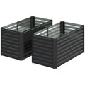 Set of 2 Galvanized Metal Planters for Outdoor Plants, 4' x 2' x 2' Raised Garden Bed, Dark Grey