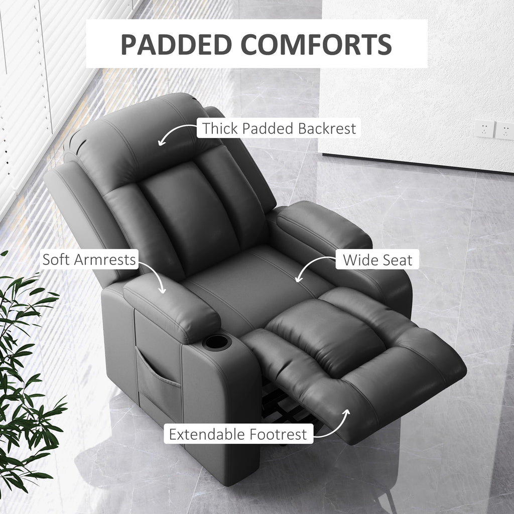 Electric Lift Chair for Elderly, Power Recliner with Footrest, Remote Control, Cup Holders for Living Room, Grey