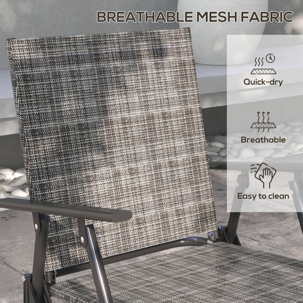 OutdoorÂ 4 Pieces Patio Furniture Set,Â Garden Set with Two Foldable Armchairs, a Loveseat &Â GlassÂ TopÂ Table, Mixed Grey