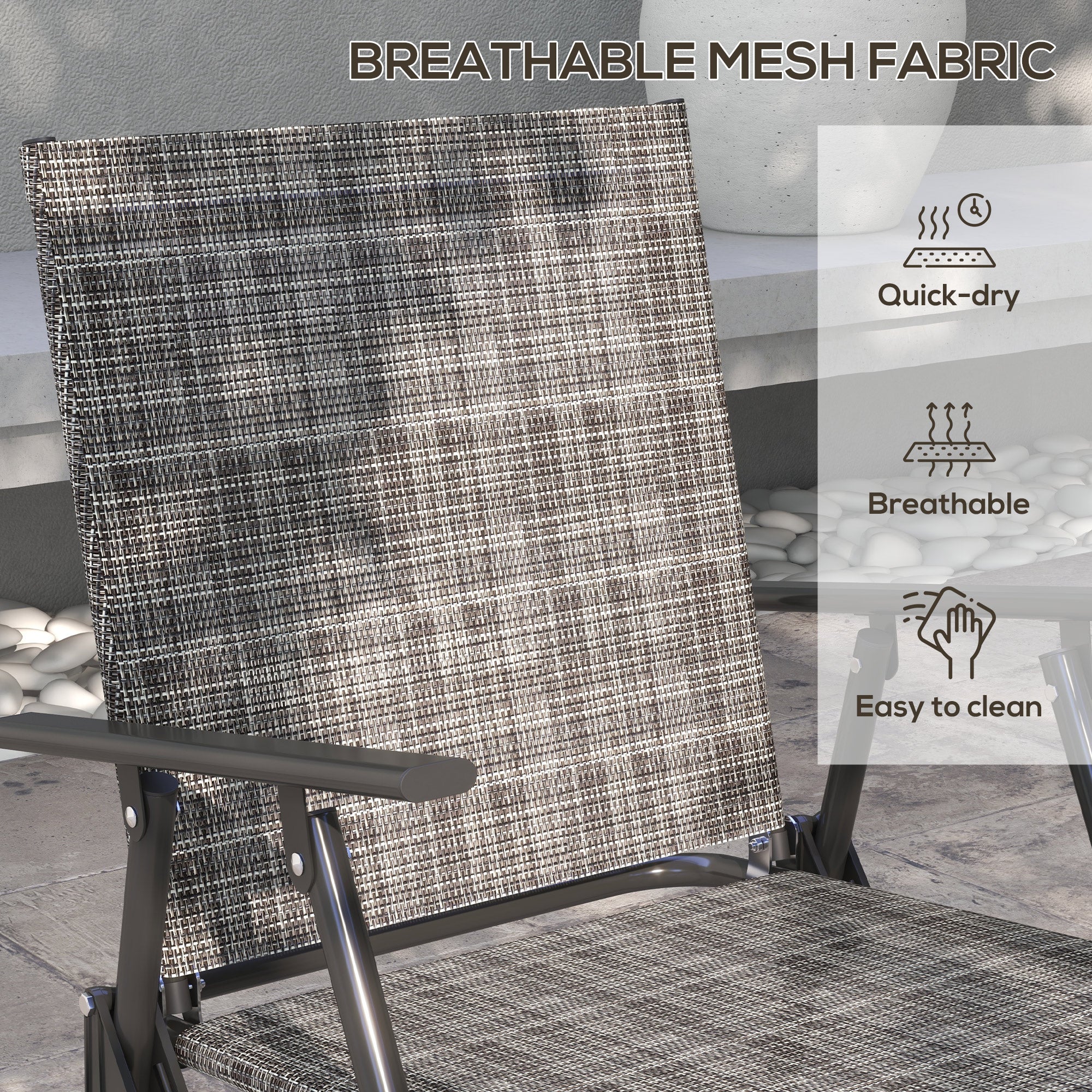 OutdoorÂ 4 Pieces Patio Furniture Set,Â Garden Set with Two Foldable Armchairs, a Loveseat &Â GlassÂ TopÂ Table, Mixed Grey