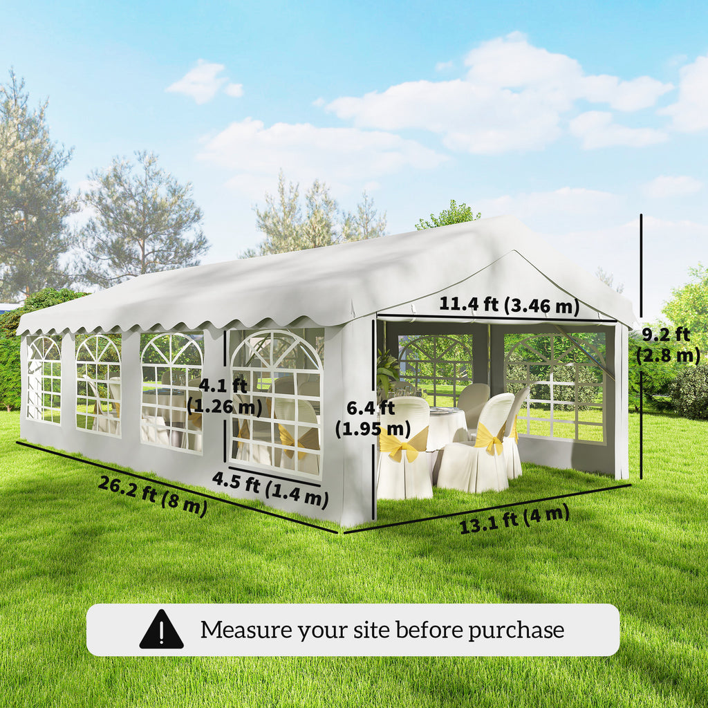 13'x26' Heavy Duty Large Party Tent & Carport with Removable Sidewalls, Windows, Portable Garage Canopy Tent, White