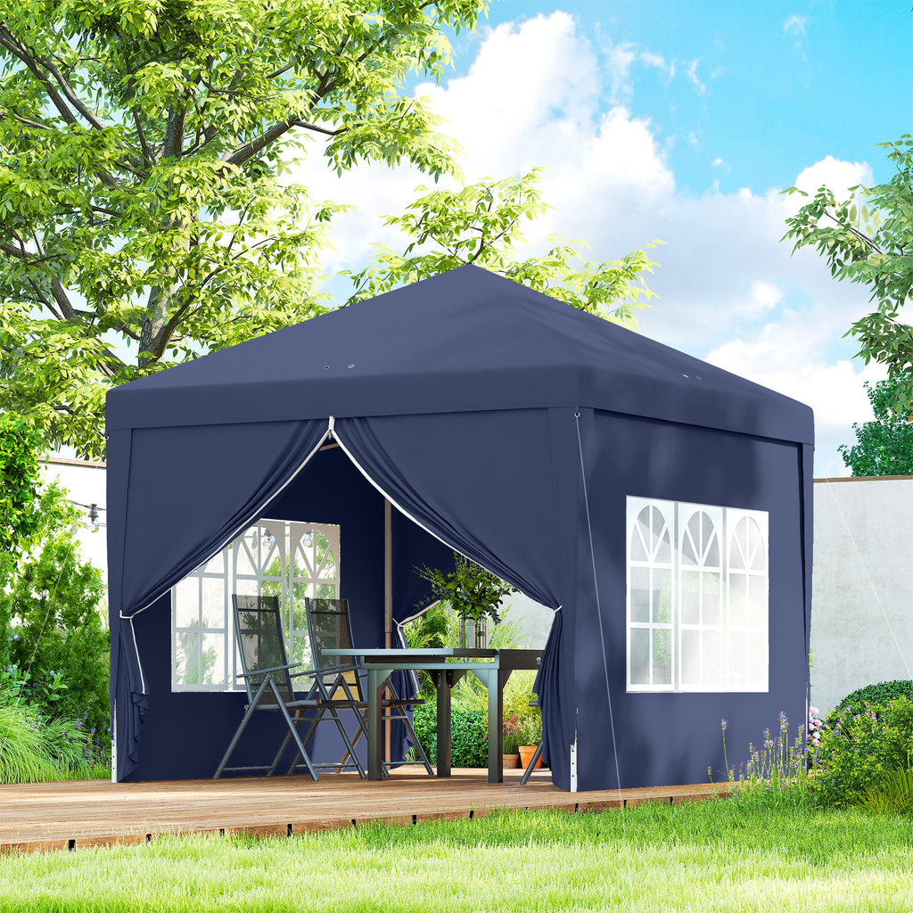 10'x10' Outdoor Pop Up Party Tent Wedding Gazebo Canopy with Carrying Bag (Blue)