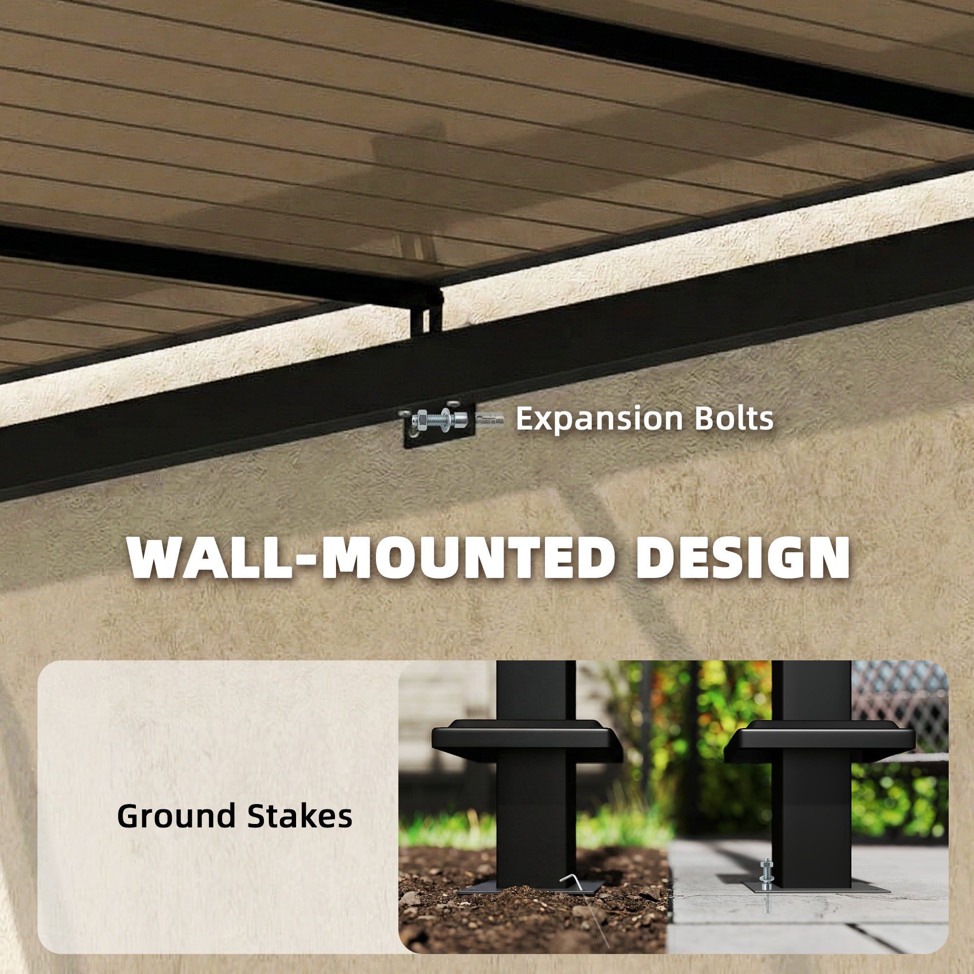 11' x 10' Outdoor Pergola, Wall Mounted Hardtop Lean-to Gazebo with Polycarbonate Roof and Metal-Aluminium Frame